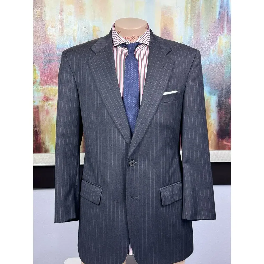 Brooks Brothers Mens Charcoal Gray Pinstripe 2 Piece Suit 40R Pant 35/29